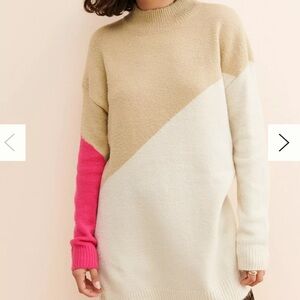 Anthropologie Colorblock Sweater with Pink Sleeve
